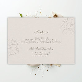 Faux Embossed Roses Ecru Classic Reception Wedding Begleitkarte