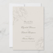 Faux Embossed Roses Ecru Formal Classic Wedding Save The Date (Vorderseite)