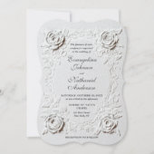 Faux Embossed Roses Elegant Script Formal Wedding Einladung (Vorderseite)