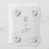 Faux Embossed Roses Elegant Script Formal Wedding Einladung (Rückseite)