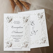 Faux Embossed Roses Elegant Script Formal Wedding Einladung