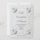 Faux Embossed Roses Elegant Script Formal Wedding Einladung (Vorderseite)
