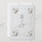 Faux Embossed Roses Elegant Script Formal Wedding Einladung (Rückseite)