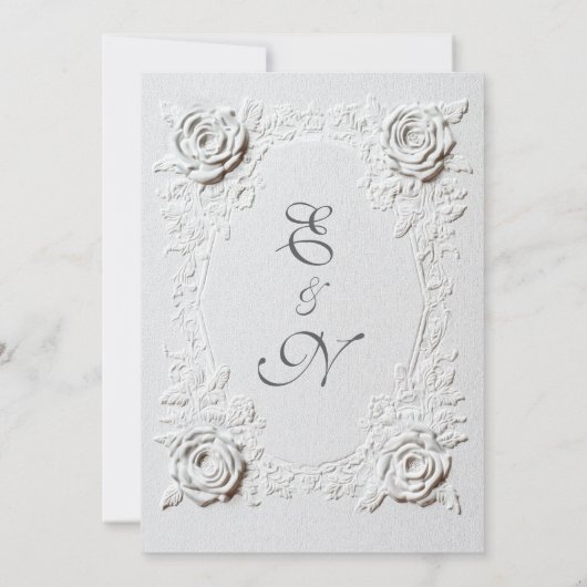 Faux Embossed Roses Elegant Script Formal Wedding Einladung (Rückseite)