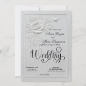 Faux Embossed White Rose Formal Wedding Einladung (Vorderseite)