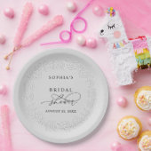 Faux Embossed White Roses Bridal Shower  Pappteller (Party)