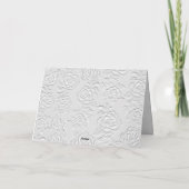 Faux Embossed White Roses Wedding  Dankeskarte (Rückseite)