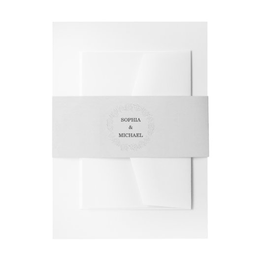 Faux Embossed White Roses Wedding  Einladungsbanderole (Vorderseite Beispiel)