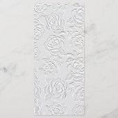 Faux Embossed White Roses Wedding Flat Menu Menükarte (Rückseite)