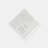 Faux Embossed White Roses Wedding Napkins Serviette (Ecke)