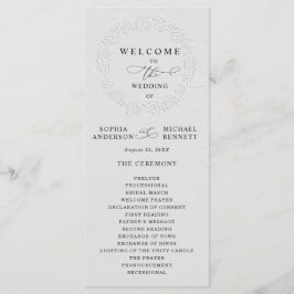 Faux Embossed White Roses Wedding Program Programm