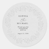 Faux Embossed White Roses Wedding Sticker (Vorderseite)