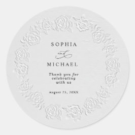 Faux Embossed White Roses Wedding Sticker