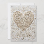 Faux Embroidery Timeless Lace Heart Formal Wedding Einladung (Rückseite)