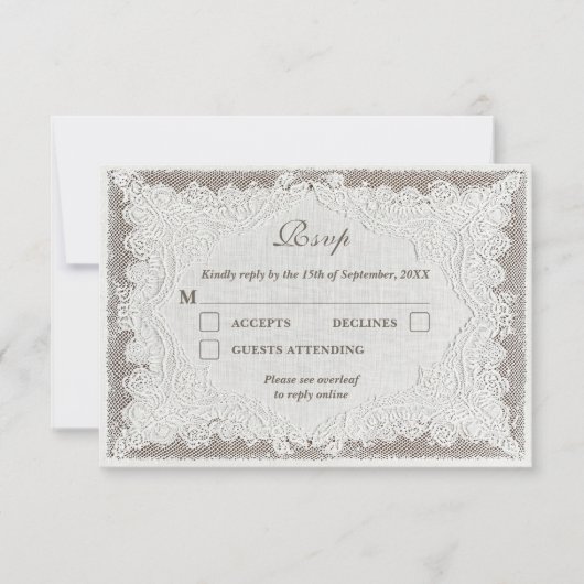 Faux Embroidery Timeless Lace QR Code Wedding RSVP (Vorderseite)