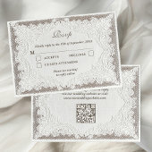 Faux Embroidery Timeless Lace QR Code Wedding RSVP