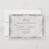 Faux Embroidery Timeless Lace QR Code Wedding RSVP Karte (Vorderseite)