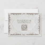 Faux Embroidery Timeless Lace QR Code Wedding RSVP Karte (Rückseite)