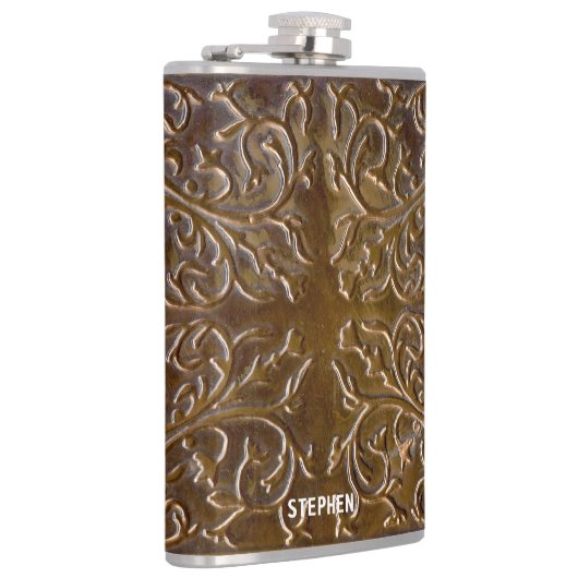 Faux Engraved Copper Design Flachmann (Rechts)