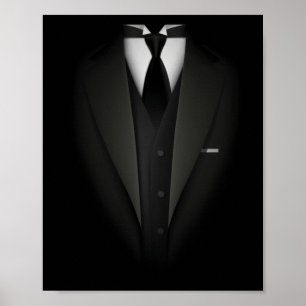 Faux Fake Tuxedo Suit top with Vest And tie Poster