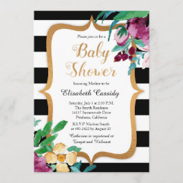 Faux Foil Watercolor Floral Baby Shower Invitation Einladung