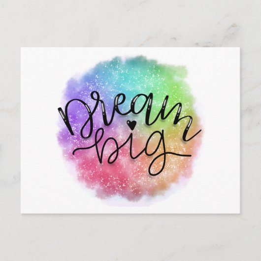 Faux Galaxy Watercolor Rainbow Dream Big Postkarte (Vorderseite)