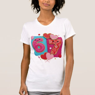 Faux-Garn 6. Geburtstag PNG Süße Latch-Hook T-Shirt