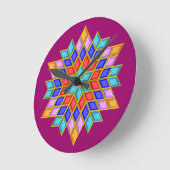 Faux Gemstone Star Quilt Runde Wanduhr (Winkel)