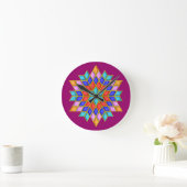Faux Gemstone Star Quilt Runde Wanduhr (Zuhause)