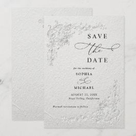 Faux geprägte florale Hochzeit Save the Date Einladung