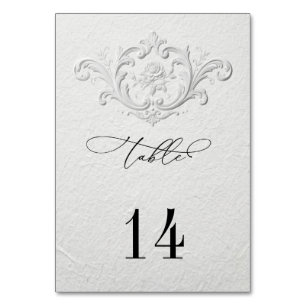 Faux geprägte florale Hochzeitstischnummern Tischnummer