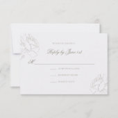 Faux geprägte Rosen Perlen-Klassiker-Hochzeit RSVP Karte (Vorderseite)