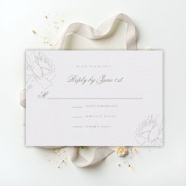 Faux geprägte Rosen Perlen-Klassiker-Hochzeit RSVP Karte
