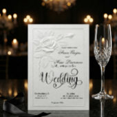 Faux geprägte weiße Rosen Hochzeitskleid im formel Einladung