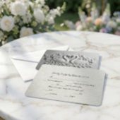 Faux geprägter Schwan- und Rosen-Effekt RSVP Karte