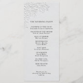 Faux geprägtes weißes Rosen-Hochzeitsprogramm Programm (Rückseite)