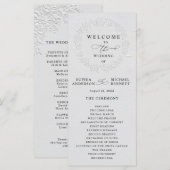 Faux geprägtes weißes Rosen-Hochzeitsprogramm Programm (Vorne/Hinten)