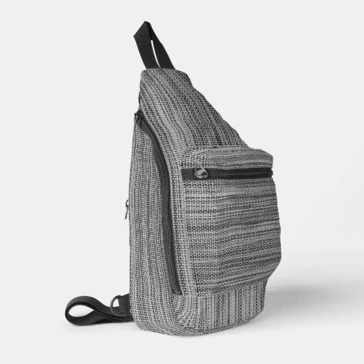 Faux gestricktes Grau Crossbody Bag (Linke Seite)