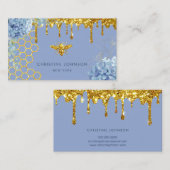 faux glitter bee and flowers Business Card Visitenkarte (Vorne/Hinten)