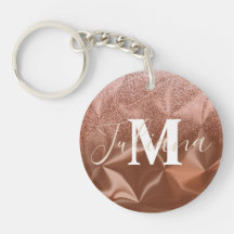 Faux Glitter Braun Gebürstetes Metall Monogramm