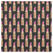 Faux Glitter Lipstick Makeup Beauty Pattern Black Stoff (Muster)
