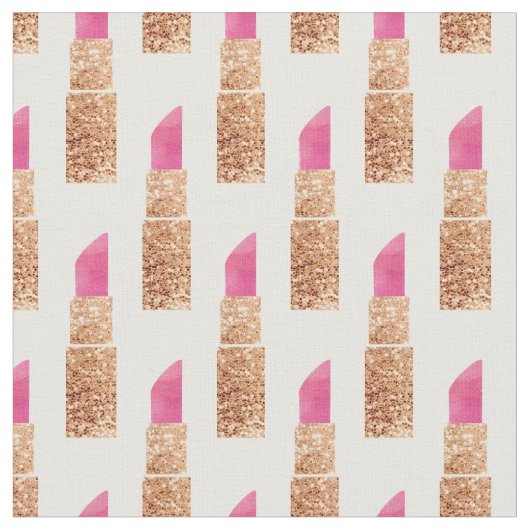 Faux Glitter Lipstick Makeup Beauty Pattern Stoff (Nahaufnahme)