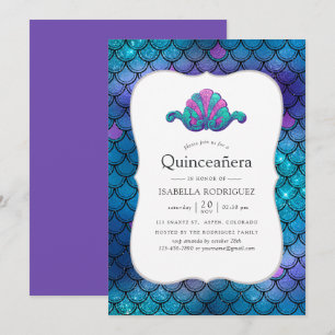 Faux Glitter Meerjungfrau Schuppen Muster Quincean Einladung