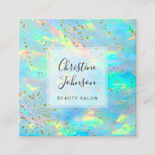 FAUX Glitter Opal Foto Quadratische Visitenkarte