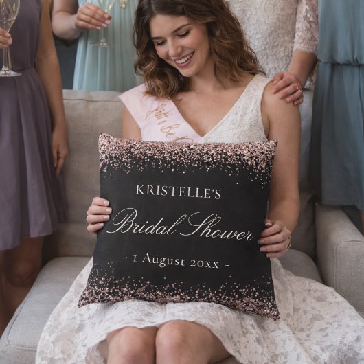 Faux Glitter Pink Black Bridal Shower Personalized Kissen