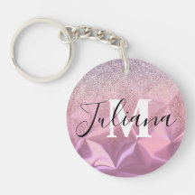 Faux Glitter Pink gebürstetes Metall monogrammiert