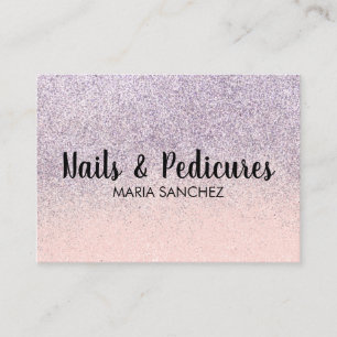 Faux Glitter Rosa Ombre Nagel Haarkarte Visitenkarte