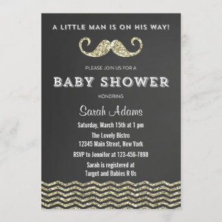 Faux Glitter Schnurrbart Baby Shower Einladung