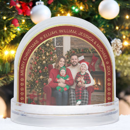 Faux Gold Arch Christmas Family Photo Burgundy   Schneekugeln