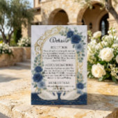 Faux Gold Arch & Marble Navy Blue Floral Begleitkarte